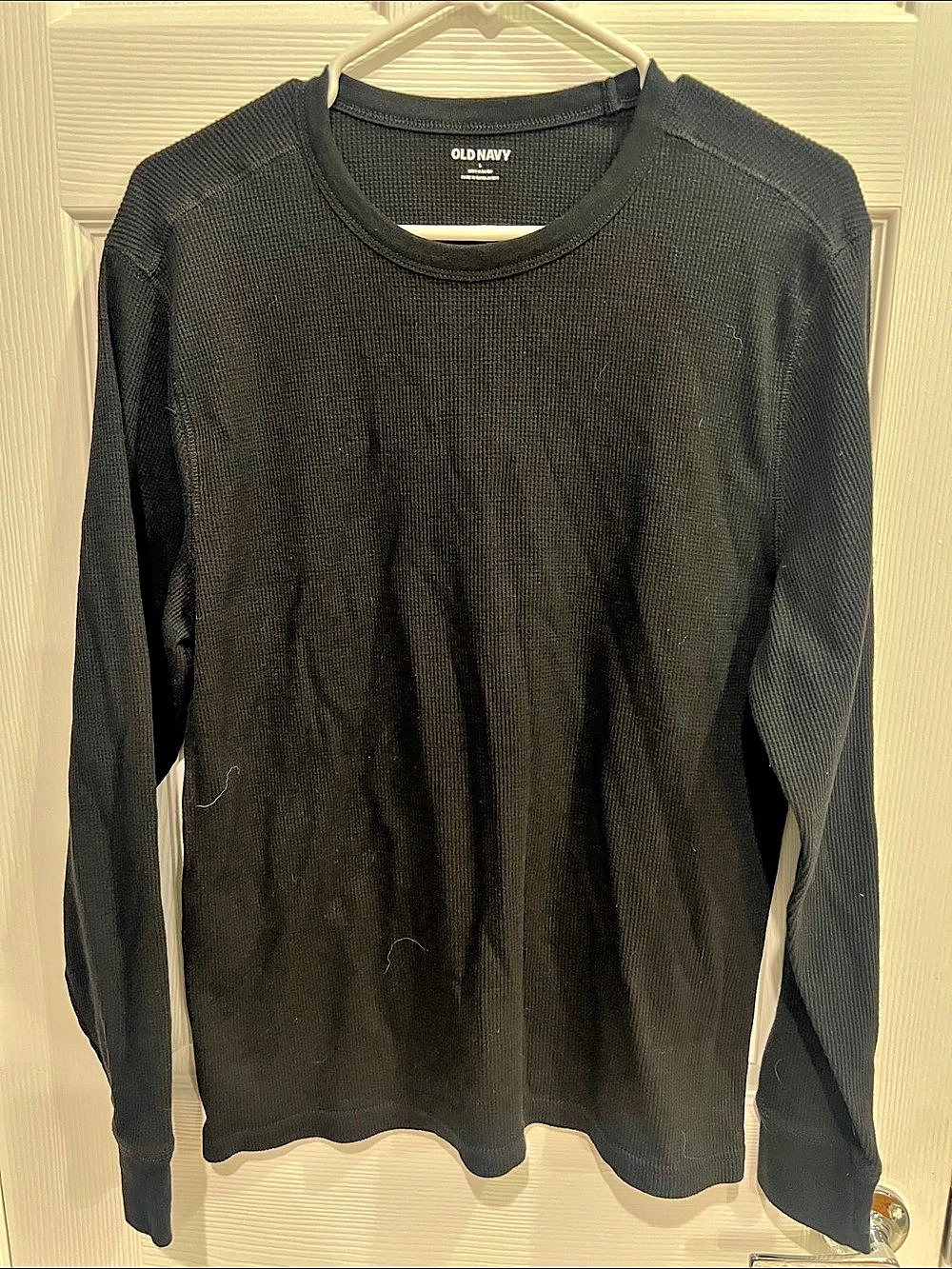 Old Navy Thermal-Knit Long-Sleeve T-Shirt Black Large
